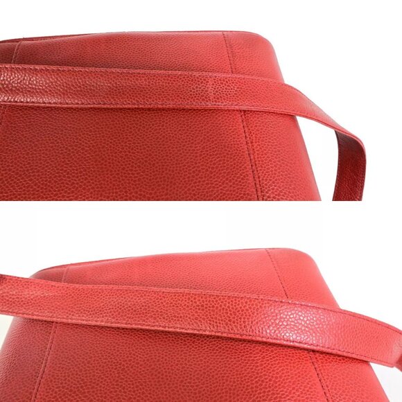 CHANEL CC Logo 2Way Vanity Hand Bag Caviar Skin Leather Red GHW Vintage - Picture 5 of 16